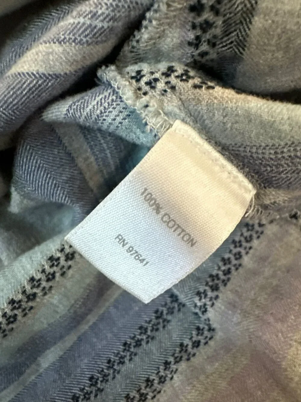 J. Jill Womens Top L Blue Gray Striped Button Long Sleeve 100% Cotton Aztec Boho - Picture 6 of 7